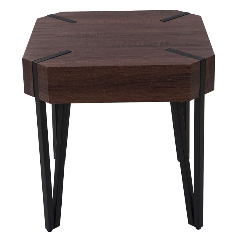 Table basse de salon Kos T574, MVG 52x50x50cm - chêne marron, pieds métalliques