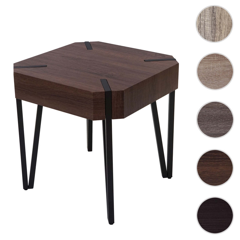 Table basse de salon Kos T574, MVG 52x50x50cm - chêne marron, pieds métalliques