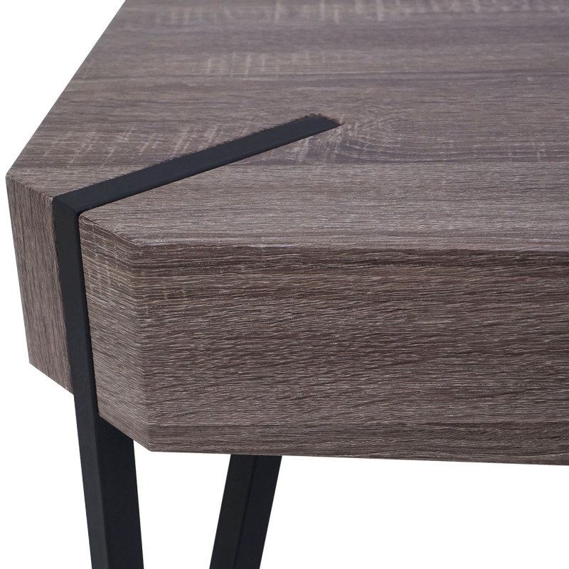 Table basse de salon Kos T574, MVG 52x50x50cm - chêne foncé, pieds métalliques foncés