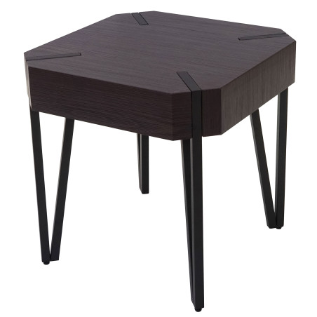 Table basse de salon Kos T574, FSC 52x50x50cm - palissandre, pieds métalliques foncés