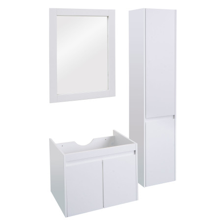 Ensemble pour salle de bain lavabo miroir mural armoire suspendue meuble de salle de bain, certifié MVG mélaminé - blanc