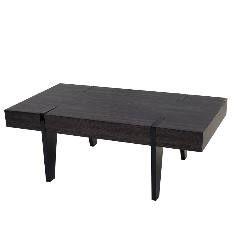 Table basse de salon Kos T575, FSC 40x110x60cm - chêne noir, pieds foncés poli fin