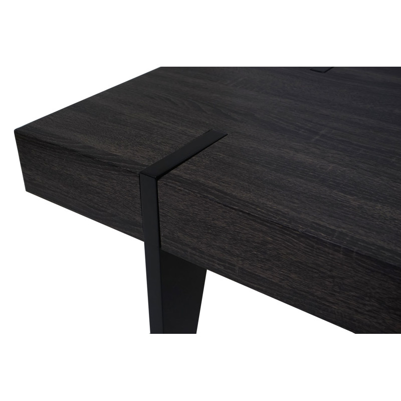 Table basse de salon Kos T575, FSC 40x110x60cm - chêne noir, pieds foncés poli fin