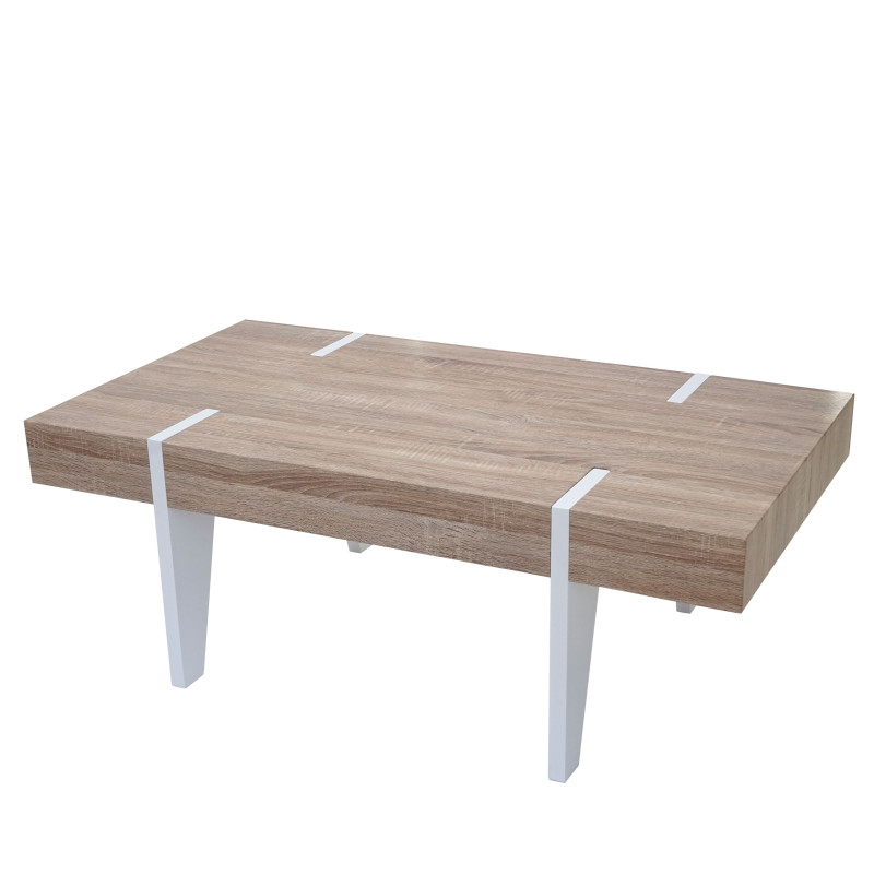 Table basse de salon Kos T575, FSC 40x110x60cm - chêne, pieds clairs poli fin