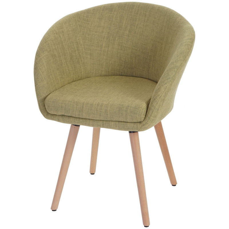 Chaise de salle à manger Malmö T633, fauteuil, design rétro des années 50 - tissu, vert clair