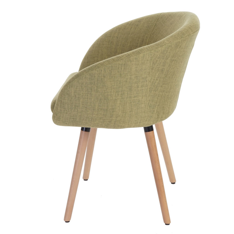 Chaise de salle à manger Malmö T633, fauteuil, design rétro des années 50 - tissu, vert clair