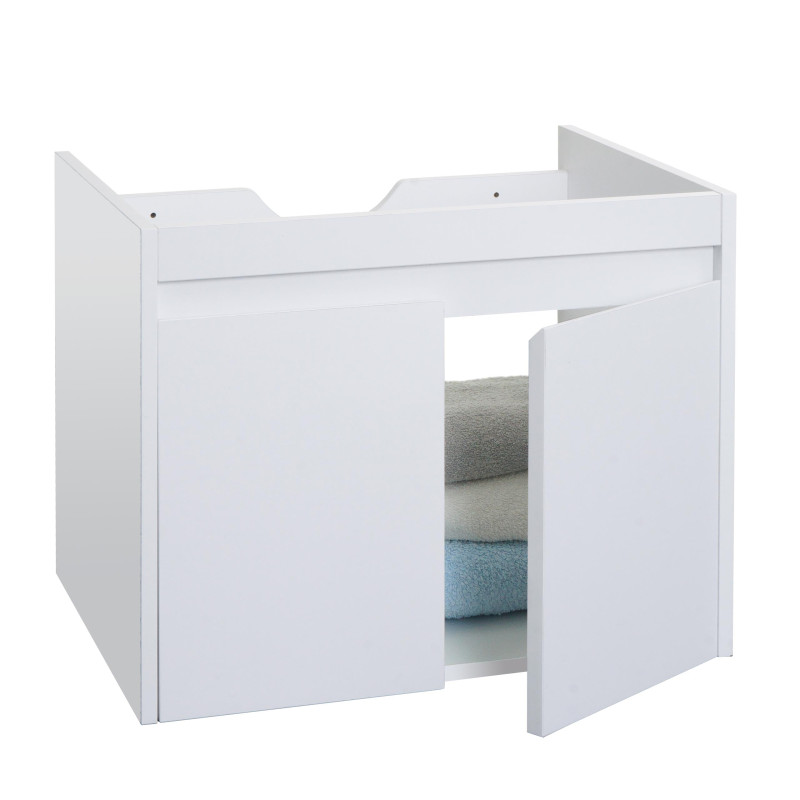 Meuble sous-lavabo meuble sous-lavabo salle de bain, MVG 2 portes 48x59x46cm - blanc