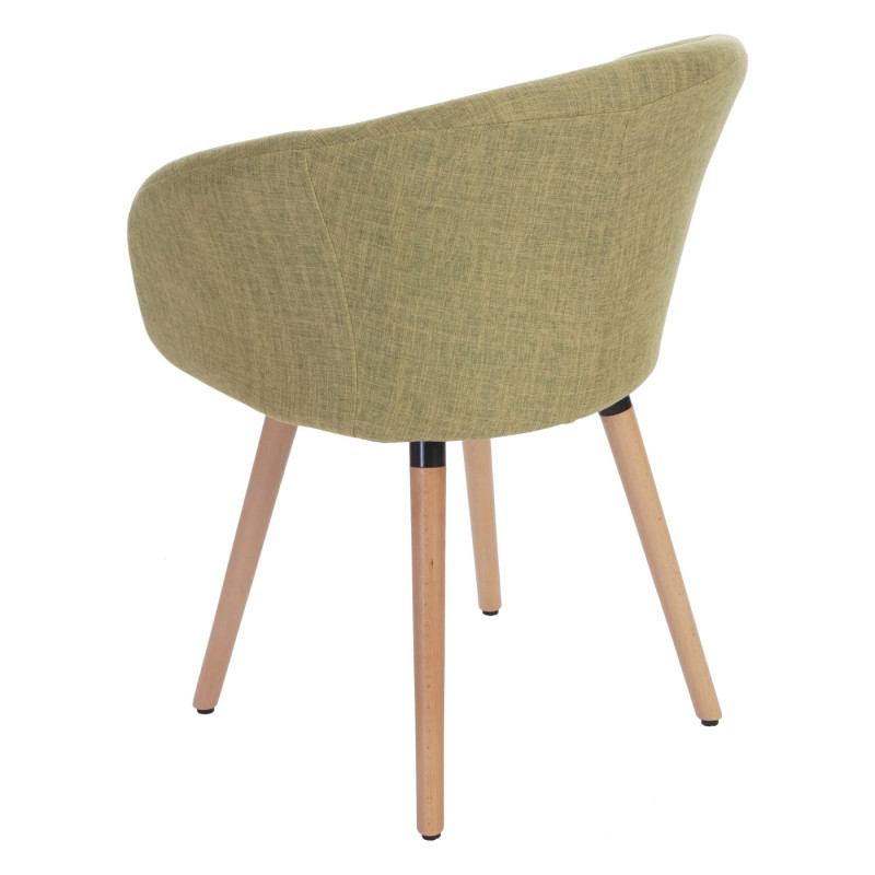 Chaise de salle à manger Malmö T633, fauteuil, design rétro des années 50 - tissu, vert clair