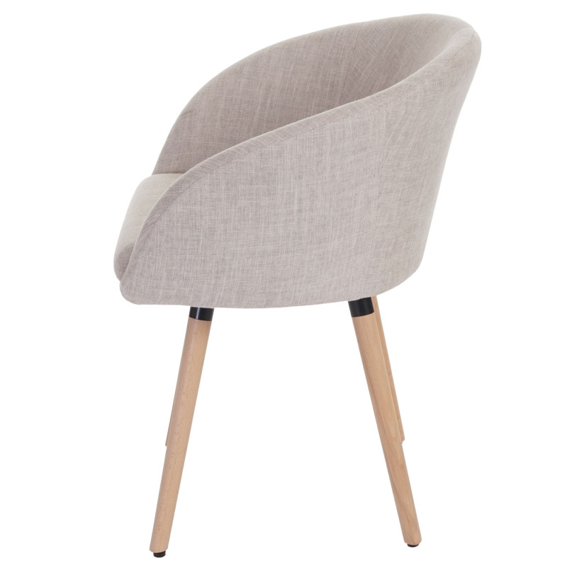 6x chaise de salle à manger Malmö T633, fauteuil, design rétro des années 50 - tissu, crème/gris