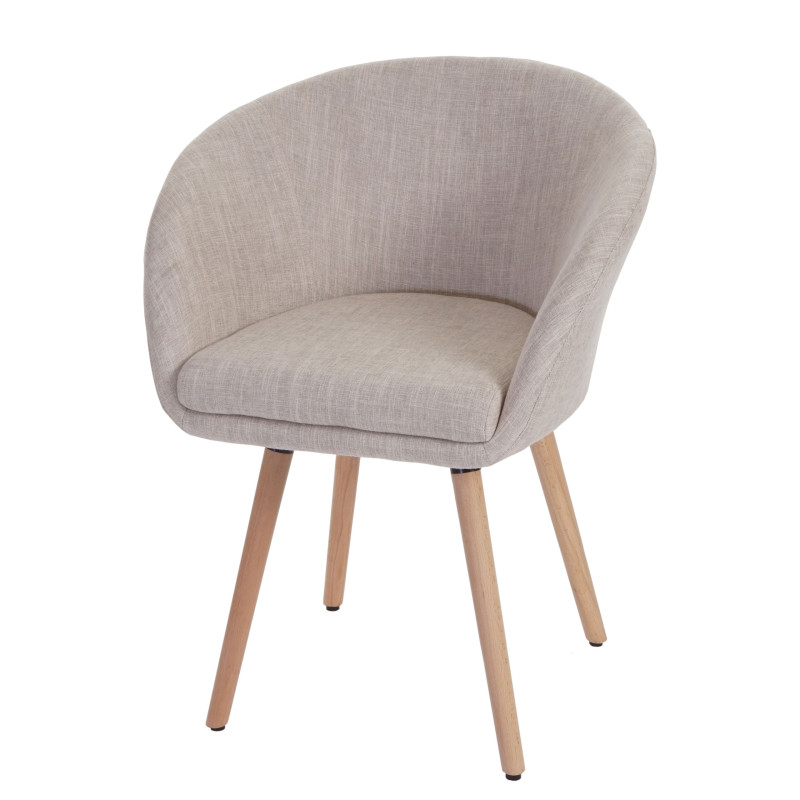 6x chaise de salle à manger Malmö T633, fauteuil, design rétro des années 50 - tissu, crème/gris