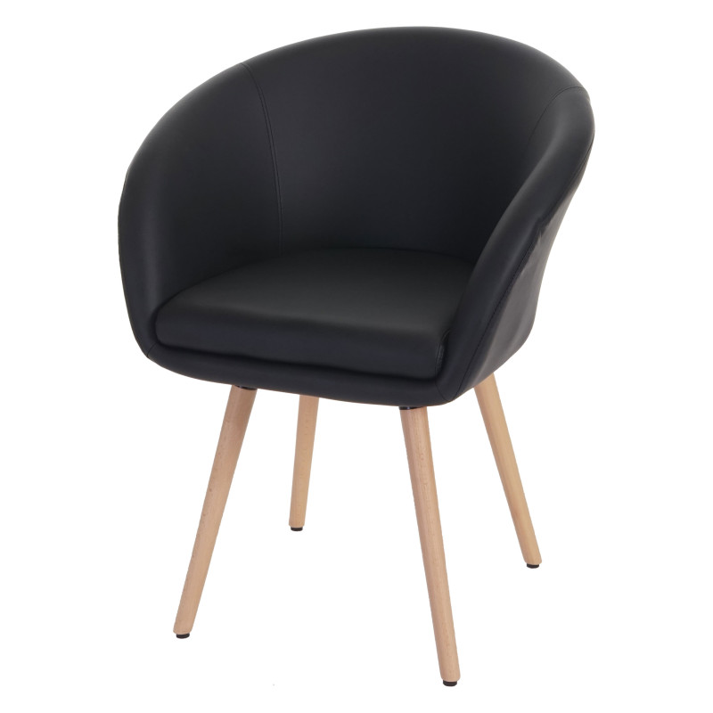 6x chaise de salle à manger Malmö T633, fauteuil, design rétro des années 50 - similicuir, noir