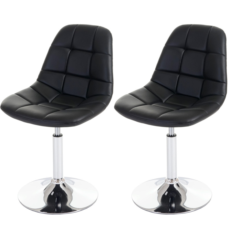 2x chaise de salle à manger Cascina, fauteuil pitovante, chrome - similicuir noir