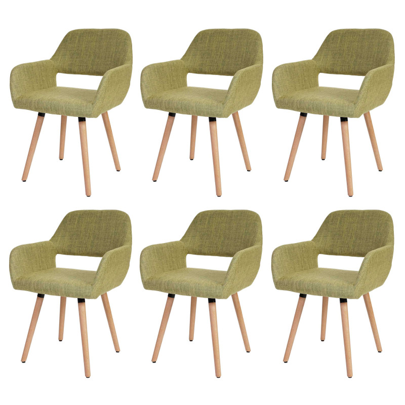 6x chaise de salle à manger Altena II, fauteuil, design rétro des années 50 - tissu, vert clair