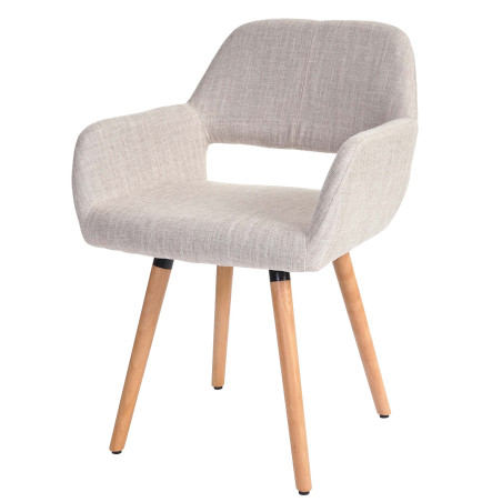 6x chaise de salle à manger Altena II, fauteuil, design rétro des années 50 - tissu, crème/gris