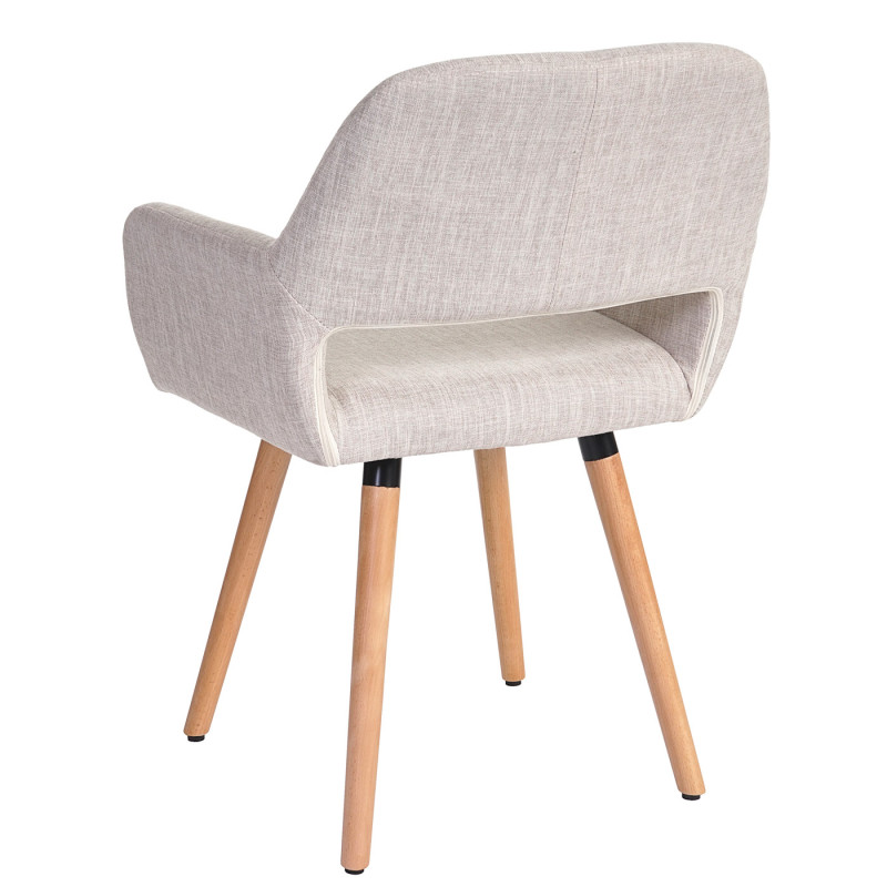 6x chaise de salle à manger Altena II, fauteuil, design rétro des années 50 - tissu, crème/gris