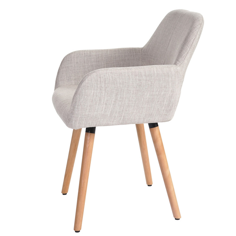 6x chaise de salle à manger Altena II, fauteuil, design rétro des années 50 - tissu, crème/gris