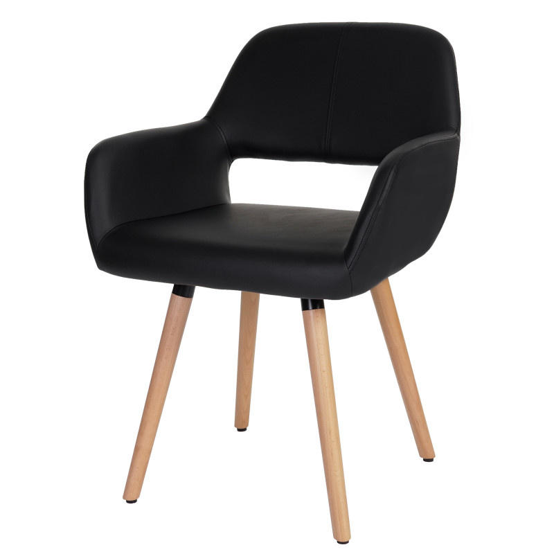 6x chaise de salle à manger Altena II, fauteuil, design rétro des années 50 - similicuir, noir