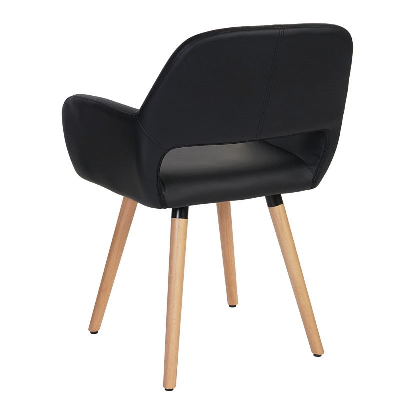 6x chaise de salle à manger Altena II, fauteuil, design rétro des années 50 - similicuir, noir