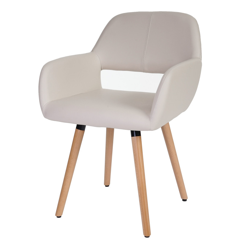 6x chaise de salle à manger Altena II, fauteuil, design rétro des années 50 - similicuir, crème