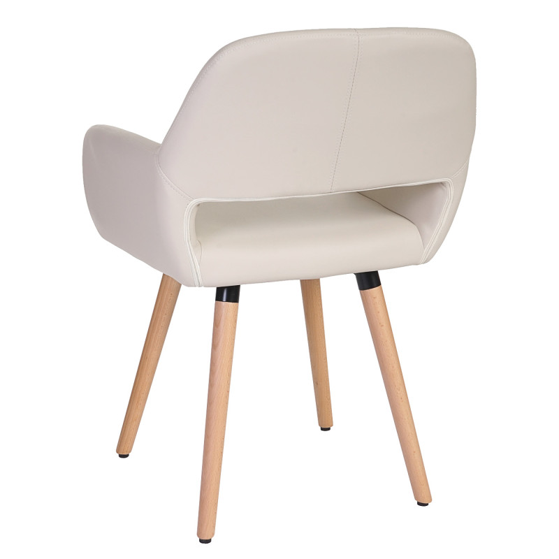 6x chaise de salle à manger Altena II, fauteuil, design rétro des années 50 - similicuir, crème