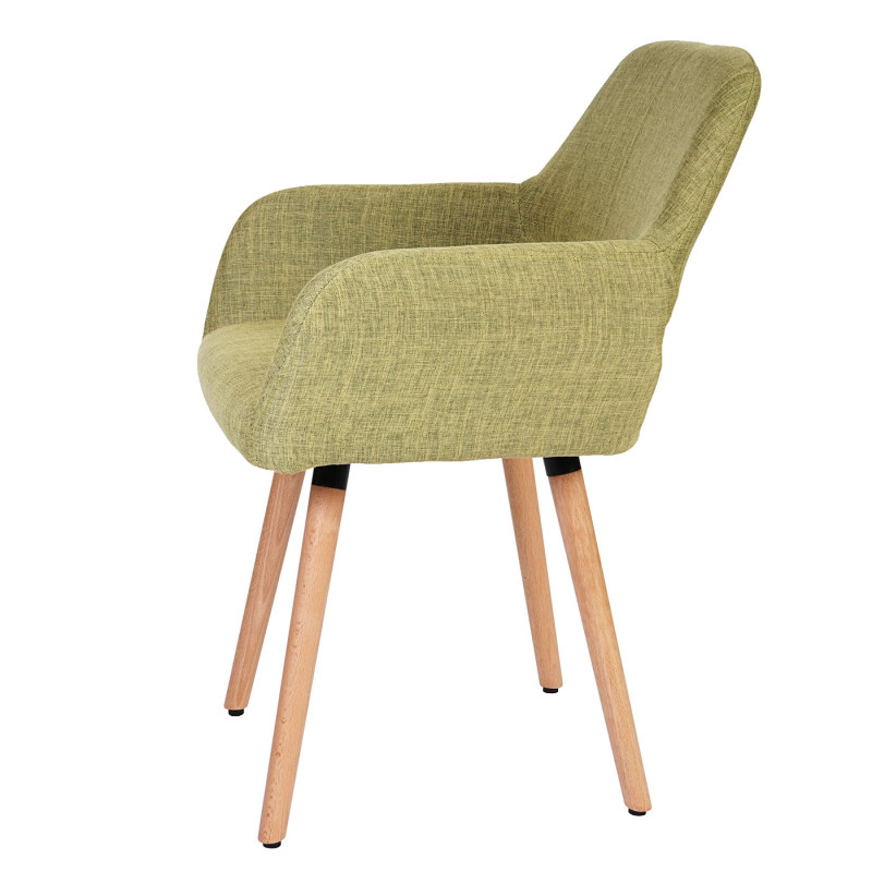 Chaise de salle à manger Altena II, fauteuil, design rétro des années 50 - tissu, vert clair