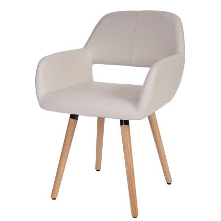 Chaise de salle à manger Altena II, fauteuil, design rétro des années 50 - similicuir, crème