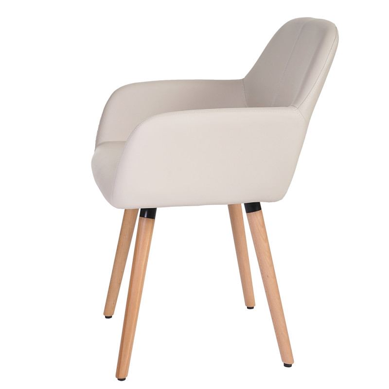 Chaise de salle à manger Altena II, fauteuil, design rétro des années 50 - similicuir, crème