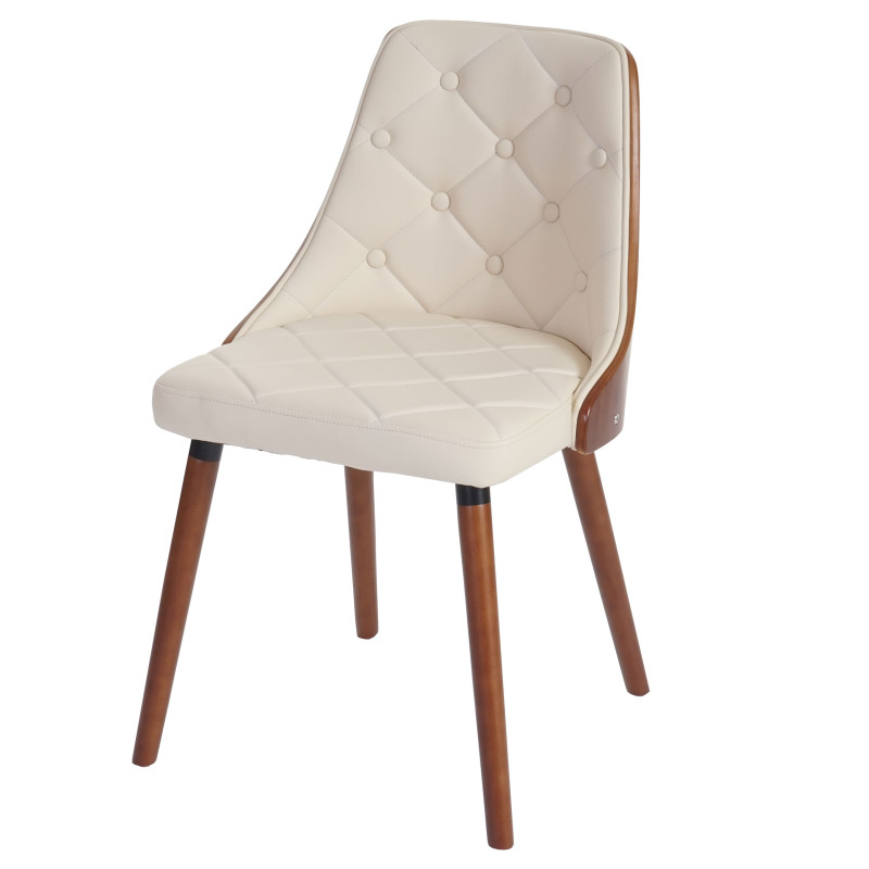 6x chaise de salle à manger Osijek, fauteuil, aspect noix, bois cintré - similicuir, crème