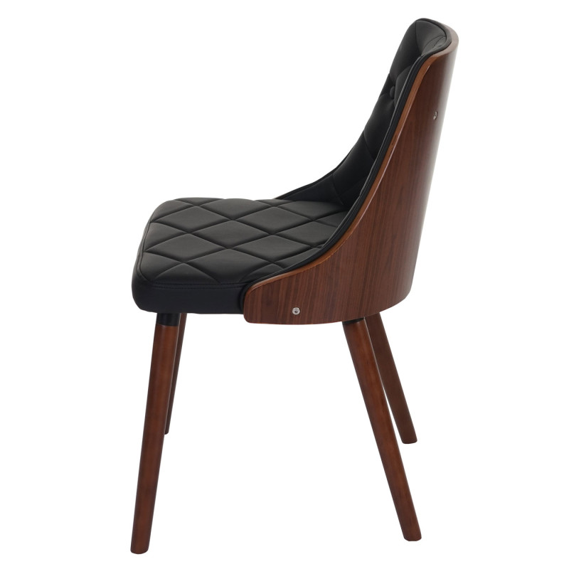 6x chaise de salle à manger Osijek, fauteuil, aspect noix, bois cintré - similicuir, noir