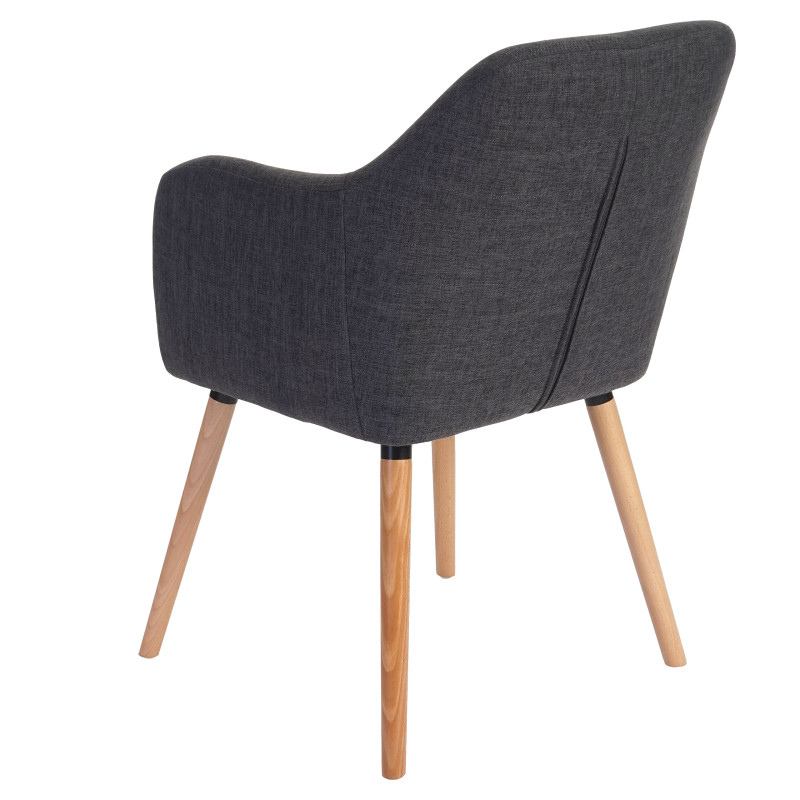 6x chaise de séjour / salle à manger Malmö T381, style rétro des années 50 - tissu, gris