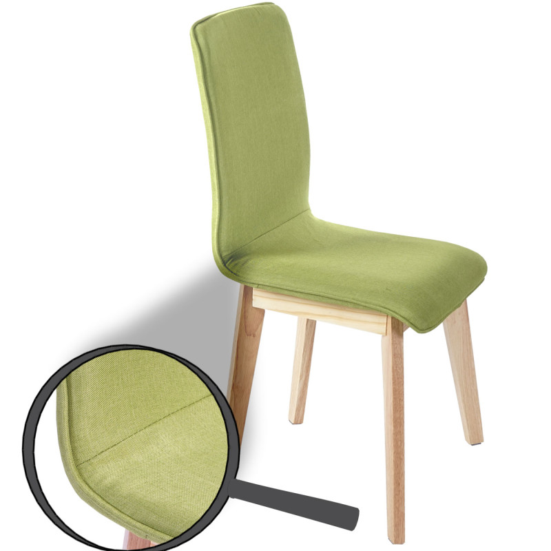 6x chaise de salle à manger Zadar, fauteuil, design rétro des années 50, tissu - vert avec couture