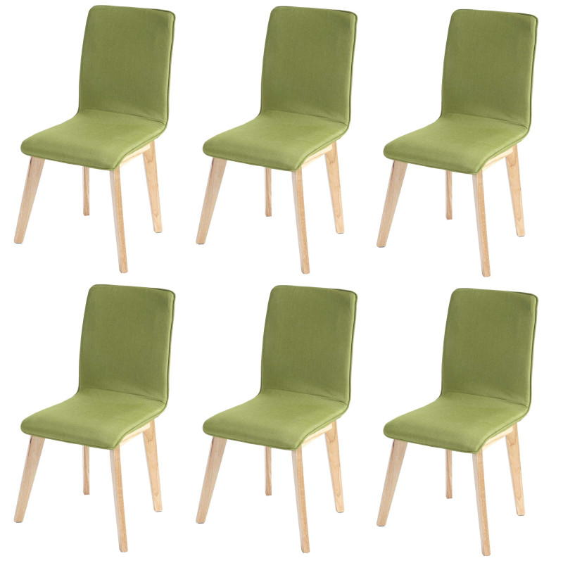 6x chaise de salle à manger Zadar, fauteuil, design rétro des années 50, tissu - vert avec couture