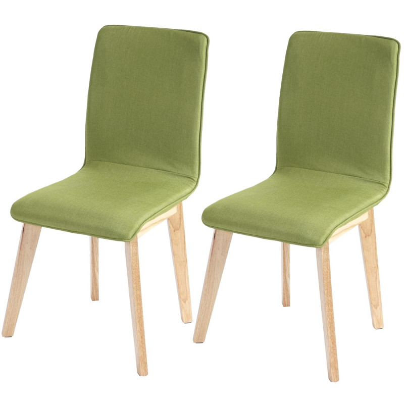 2x chaise de salle à manger Zadar, fauteuil, design rétro des années 50, tissu - vert avec couture