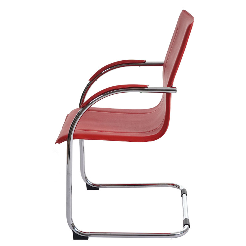 2x chaise de conférence Samara, chaise visiteurs cantilever, similicuir - rouge