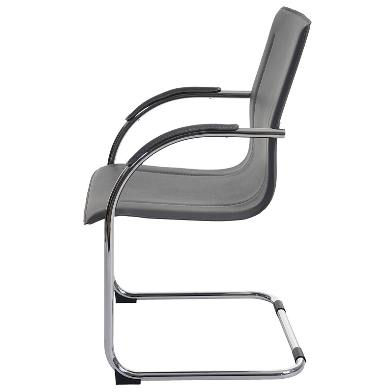 2x chaise de conférence Samara, chaise visiteurs cantilever, similicuir - gris
