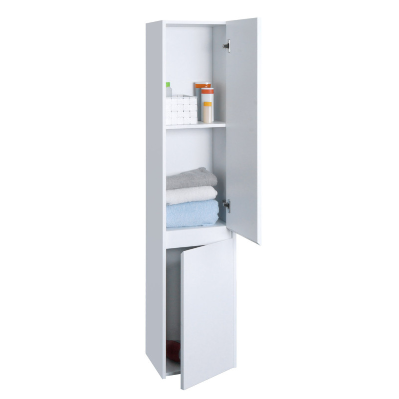 Armoire suspendue armoire midischschrank Hochmöbel salle de bain, certifiée MVG 2 portes 3 compartiments 160x33cm - blanc