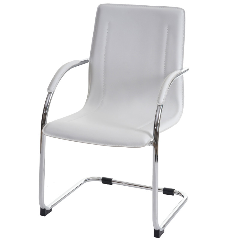 2x chaise de conférence Samara, chaise visiteurs cantilever, similicuir - blanc