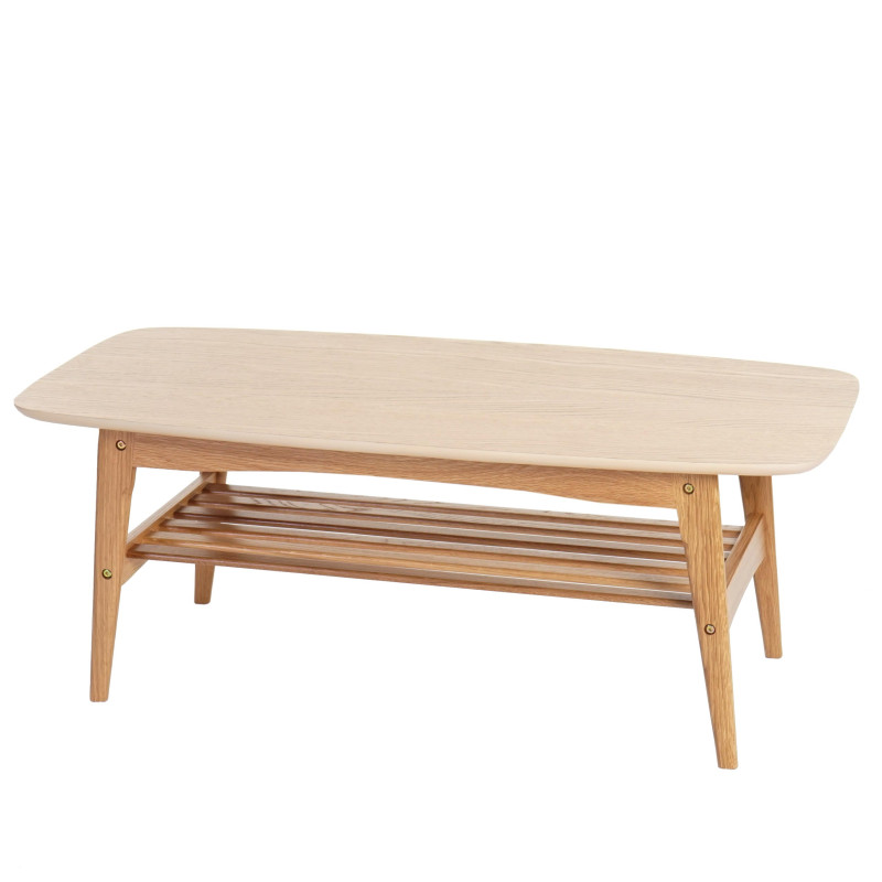 Table basse Bergamo, table de salon / d'appoint, 41x105x50cm, chêne