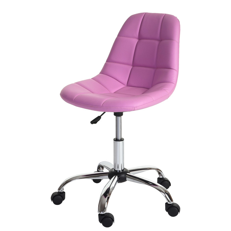 Fauteuil de bureau Lier, chaise pitovante, siège baquet, similicuir - rose