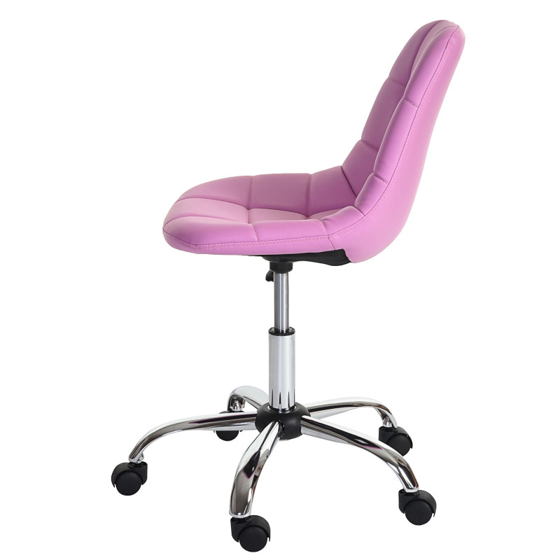 Fauteuil de bureau Lier, chaise pitovante, siège baquet, similicuir - rose