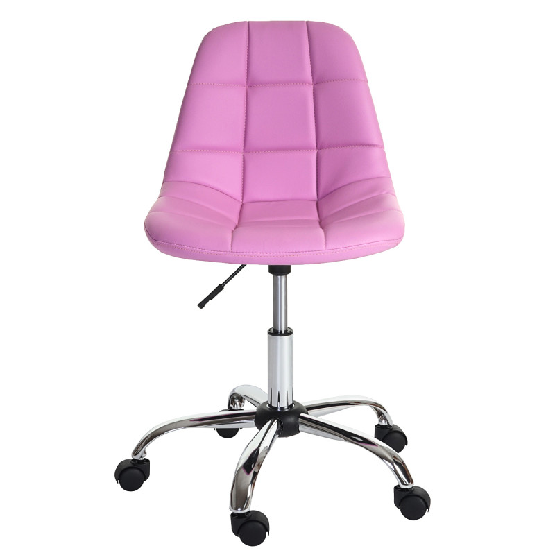 Fauteuil de bureau Lier, chaise pitovante, siège baquet, similicuir - rose