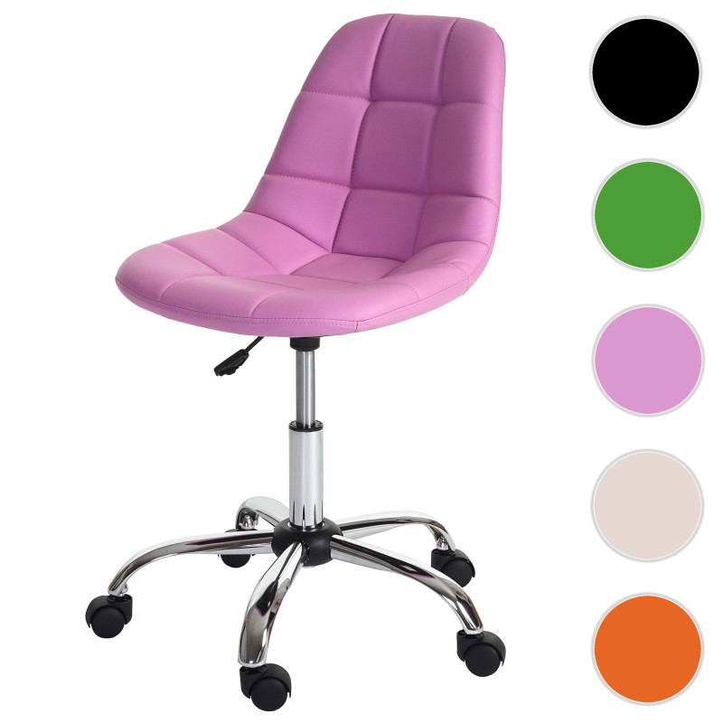 Fauteuil de bureau Lier, chaise pitovante, siège baquet, similicuir - rose