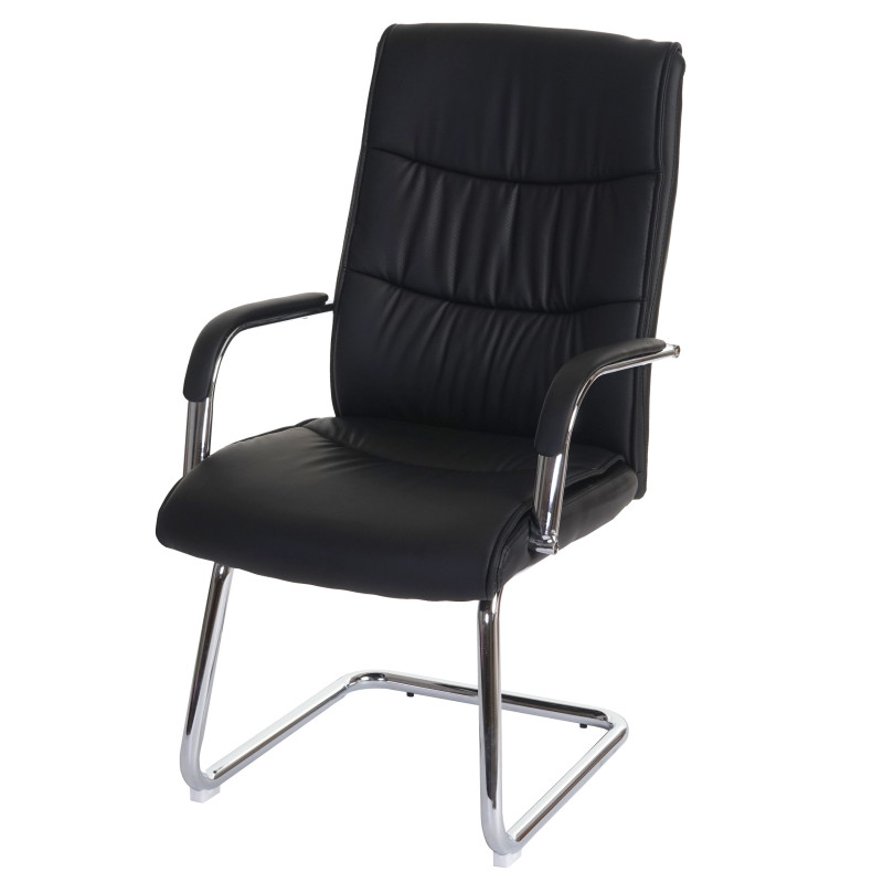 2x chaise de conférence Saragossa, chaise visiteurs cantilever, similicuir - noir