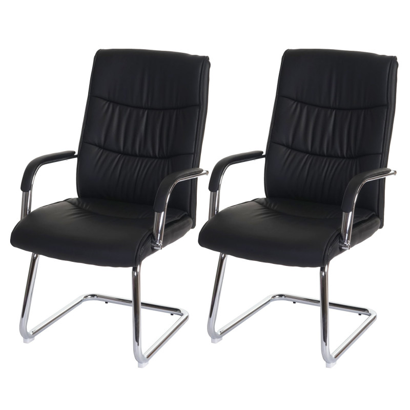 2x chaise de conférence Saragossa, chaise visiteurs cantilever, similicuir - noir