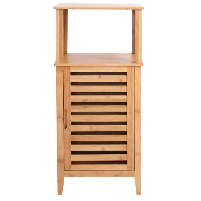 Étagère Narita, étagère indépendante de salle de bains, armoire avec casier, bambou - 84x38x30cm