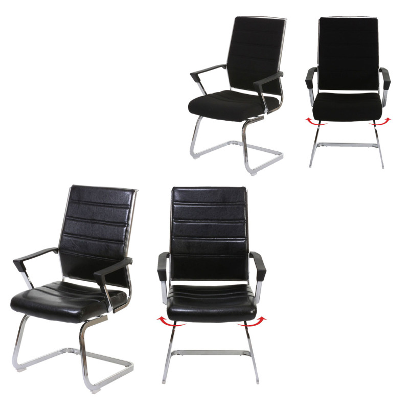 2x chaise de conférence Salamanca, chaise visiteurs cantilever, pitovant - tissu noir