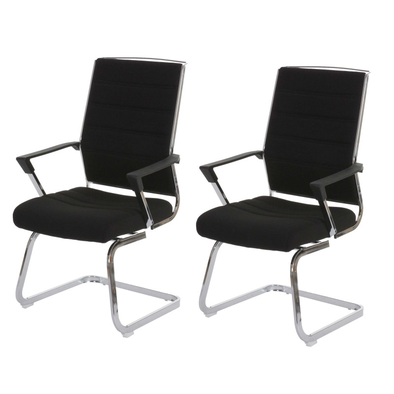 2x chaise de conférence Salamanca, chaise visiteurs cantilever, pitovant - tissu noir