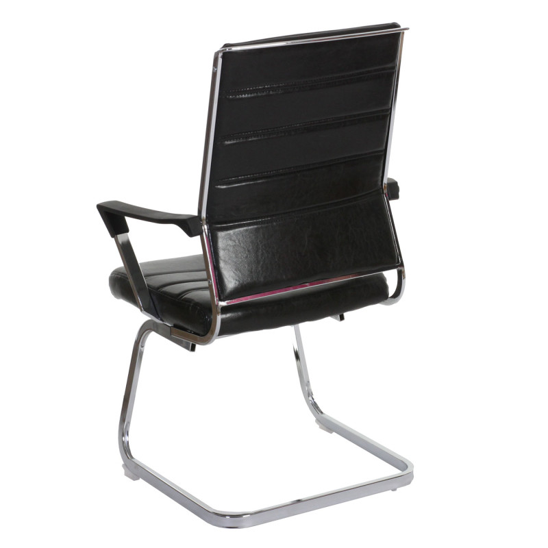 2x chaise de conférence Salamanca, chaise visiteurs cantilever, pitovant - similicuir noir