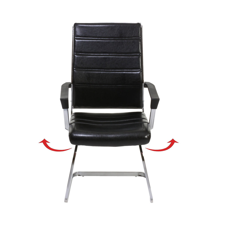 2x chaise de conférence Salamanca, chaise visiteurs cantilever, pitovant - similicuir noir