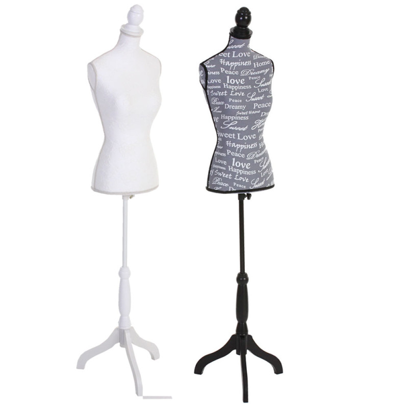 Mannequin de couture T220, mousse synthétique, torse féminin - blanc avec dentelle